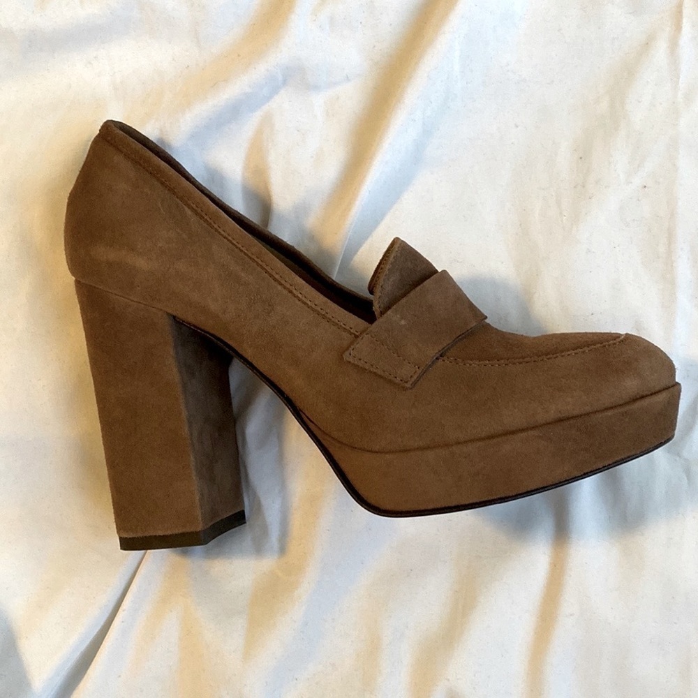 vera pelle woman brown suede leather loafer size 40